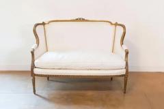 French Louis XVI Style Wingback Settee with Original Gilding and New Fabric - 4096776