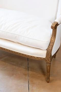 French Louis XVI Style Wingback Settee with Original Gilding and New Fabric - 4096780