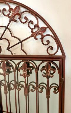 French Louis XVI Style Wrought Iron Two Door Arched Mantel or Wall Mirror - 3260719