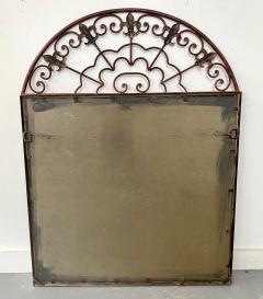 French Louis XVI Style Wrought Iron Two Door Arched Mantel or Wall Mirror - 3260722