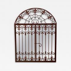 French Louis XVI Style Wrought Iron Two Door Arched Mantel or Wall Mirror - 3262122