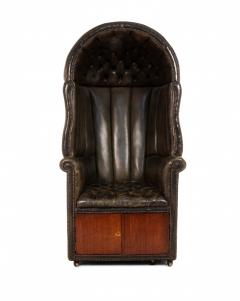 French Louis XVI Walnut Hooded Leather Chair - 1424730