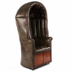 French Louis XVI Walnut Hooded Leather Chair - 1424731