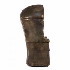 French Louis XVI Walnut Hooded Leather Chair - 1424732