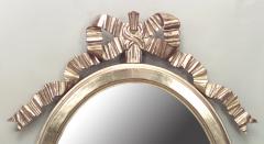 French Louis XVI style 20th Cent gilt oval vertical wall mirror with carved bo - 4650515
