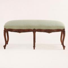 French Louis XVI style carved walnut window bench C 1900  - 3918418