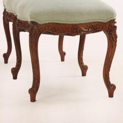 French Louis XVI style carved walnut window bench C 1900  - 3918419