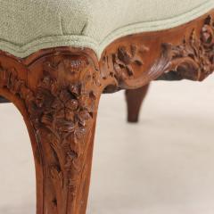 French Louis XVI style carved walnut window bench C 1900  - 3918420