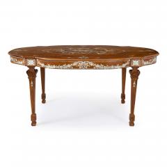 French Louis XVI style ivory inlaid birchwood antique centre table - 4149341