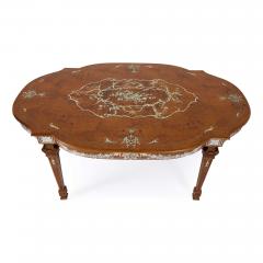 French Louis XVI style ivory inlaid birchwood antique centre table - 4149342