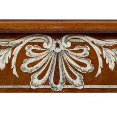 French Louis XVI style ivory inlaid birchwood antique centre table - 4149344