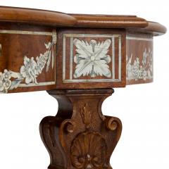 French Louis XVI style ivory inlaid birchwood antique centre table - 4149346