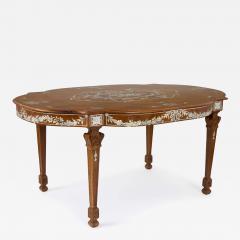 French Louis XVI style ivory inlaid birchwood antique centre table - 4151845