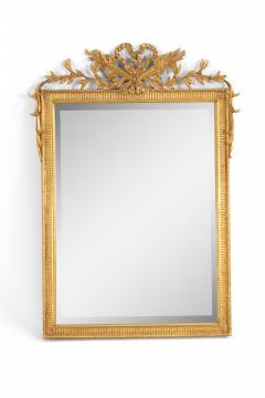 French Louis Xvi Style Bow Knot Pediment Giltwood Wall Mirror - 3171342