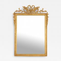 French Louis Xvi Style Bow Knot Pediment Giltwood Wall Mirror - 3179313