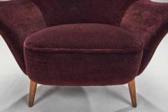 French Lounge Chairs In Aubergine Coloured Velour France ca 1960s - 2634613