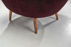 French Lounge Chairs In Aubergine Coloured Velour France ca 1960s - 2634614