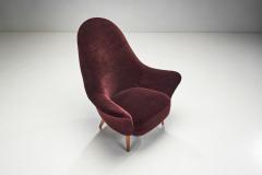 French Lounge Chairs In Aubergine Coloured Velour France ca 1960s - 2634615