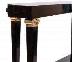French Lucien Rollin Style Black Lacquer Console Table - 1224052