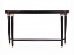 French Lucien Rollin Style Black Lacquer Console Table - 1224060