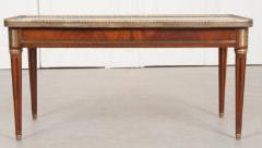 French Mahogany Louis XVI Style Coffee Table with Marble Top - 556765