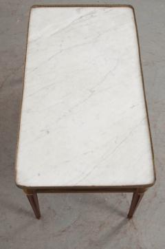 French Mahogany Louis XVI Style Coffee Table with Marble Top - 556768