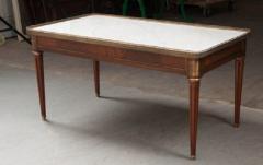 French Mahogany Louis XVI Style Coffee Table with Marble Top - 556771
