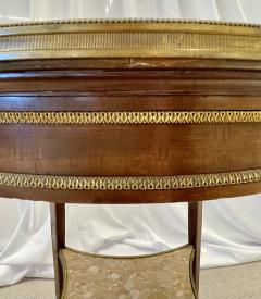 French Mahogany Louis XVI Style Marble Top Bouillotte Table Bronze Mounted - 2919434