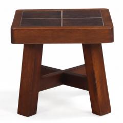 French Mahogany Tile Top End Table in Brutalist Style C 1960 - 4597723