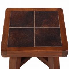 French Mahogany Tile Top End Table in Brutalist Style C 1960 - 4597725