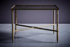 French Maison Brass and antiqued mirror side table or small coffee table 1960s - 3478234