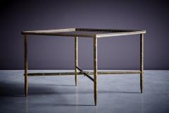 French Maison Brass and antiqued mirror side table or small coffee table 1960s - 3478241