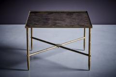 French Maison Brass and antiqued mirror side table or small coffee table 1960s - 3478245