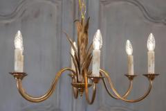 French Maison Charles Inspired Gilt Metal Six Light Chandelier with Foliage - 3715274