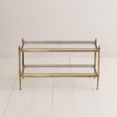 French Maison Jansen Style Two Tier Brass and Glass Coffee Table - 3220329