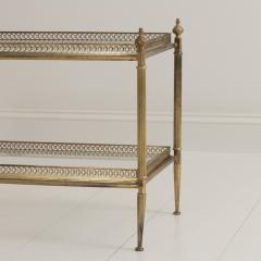 French Maison Jansen Style Two Tier Brass and Glass Coffee Table - 3220330