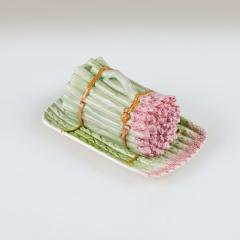 French Majolica mid century asparagus serving dish and plate - 4744350