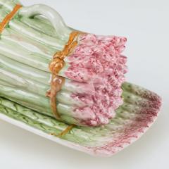 French Majolica mid century asparagus serving dish and plate - 4744388