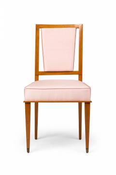 French Maple Lattice Pink Upholstered Arm Chairs 1 - 3169069