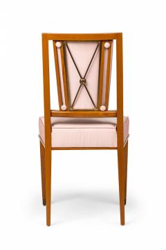 French Maple Lattice Pink Upholstered Arm Chairs 1 - 3169074