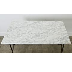 French Marble Top Wrought Iron Kitchen Island - 4147369
