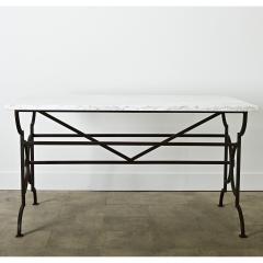 French Marble Top Wrought Iron Kitchen Island - 4147375