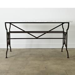 French Marble Top Wrought Iron Kitchen Island - 4147382