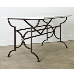 French Marble Top Wrought Iron Kitchen Island - 4147387