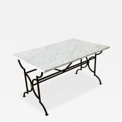 French Marble Top Wrought Iron Kitchen Island - 4160176