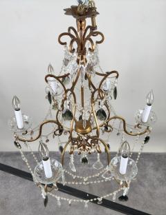 French Marie Therese Hollywood Regency Style Cut Crystal Chandelier 6 Arms - 3678509