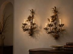 French Marie Therese Style Cherub Wall Sconces Gilt Brass Crystal 1950s - 4692530