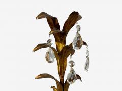 French Marie Therese Style Cherub Wall Sconces Gilt Brass Crystal 1950s - 4692537