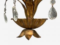 French Marie Therese Style Cherub Wall Sconces Gilt Brass Crystal 1950s - 4692539