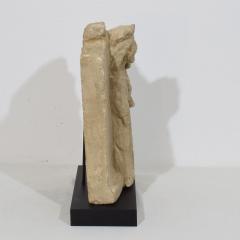 French Medieval Carved Stone Panel Depicting A Madonna With Child - 4111923